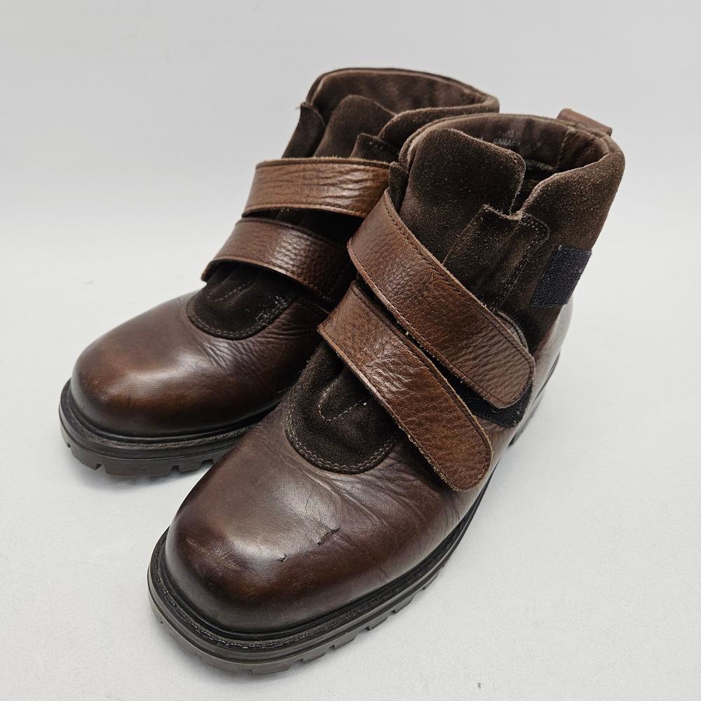 LL Bean Mens Brown Leather Suede Double Strap Ankle Boots Made in Canada 9 M